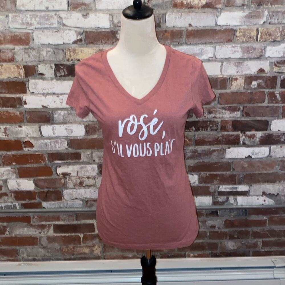 District Rose S'il Vous Plait Short Sleeve Dusty Rose Shirt Size XS